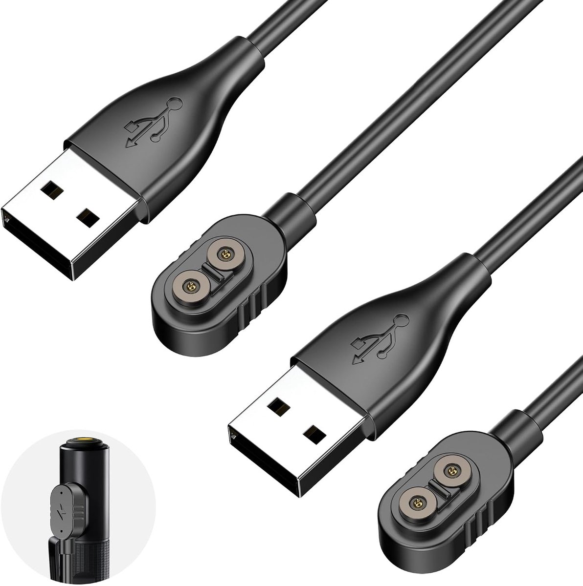 2 stuks USB-A-kabels compatibel met LEDLENSER P&H Series