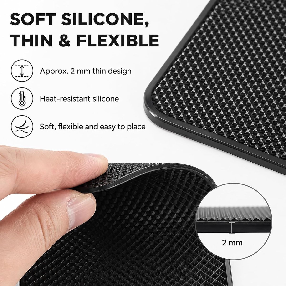 3 stuks antislip matten auto dashboard set 2 x 14 x 8 cm en 1 x 27 x 15 cm siliconen houder antislip houder telefoon sleutels bril auto-accessoires universeel