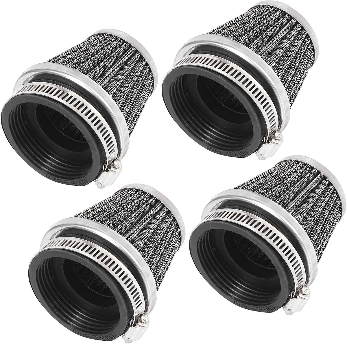 Motorbike Air Filter Cleaner Ronde Taps Toe Zwart 54mm Set Van 4