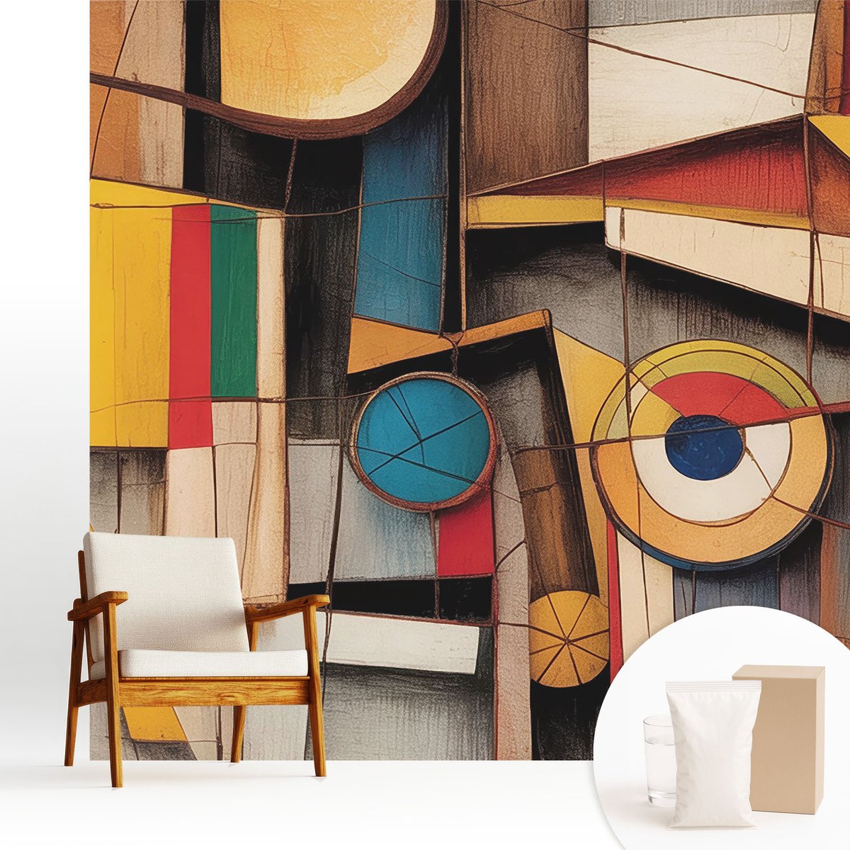 Wallfluent Fotobehang - Wit Vliesbehang - 250x250 cm - Geometrische Patronen Muurschildering - Gang behang Abstractie - Fotobehang Vlies - Slaapkamer behang