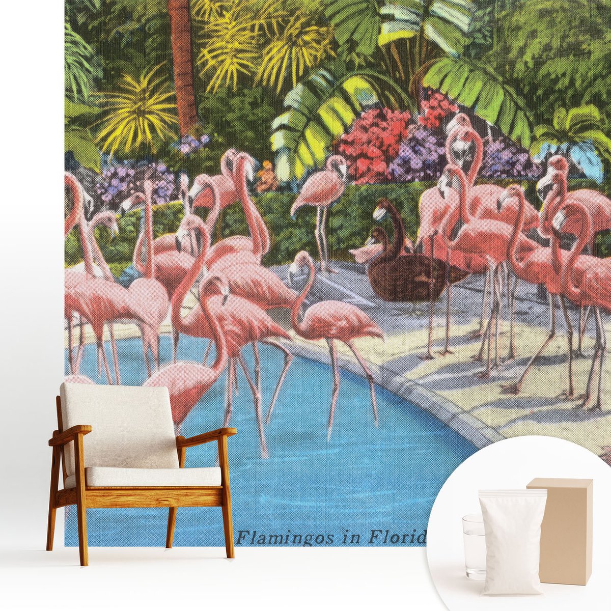 Wallfluent Fotobehang - Groente Vliesbehang - 250x250 cm - Exotische Scène Fotobehang Vlies - Hal behang Dieren - Muurschildering - Woonkamer behang
