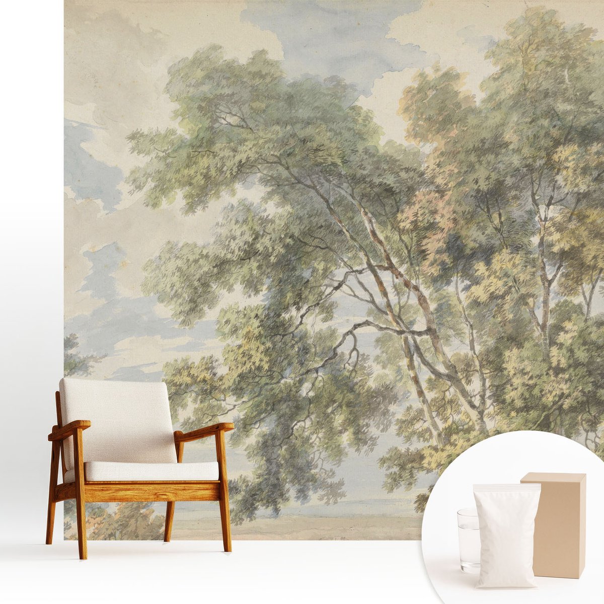 Wallfluent Fotobehang - Groente Vliesbehang - 250x250 cm - Romantische Natuur Fotobehang Vlies - Hal behang Landschappen - Muurschildering - Hal behang