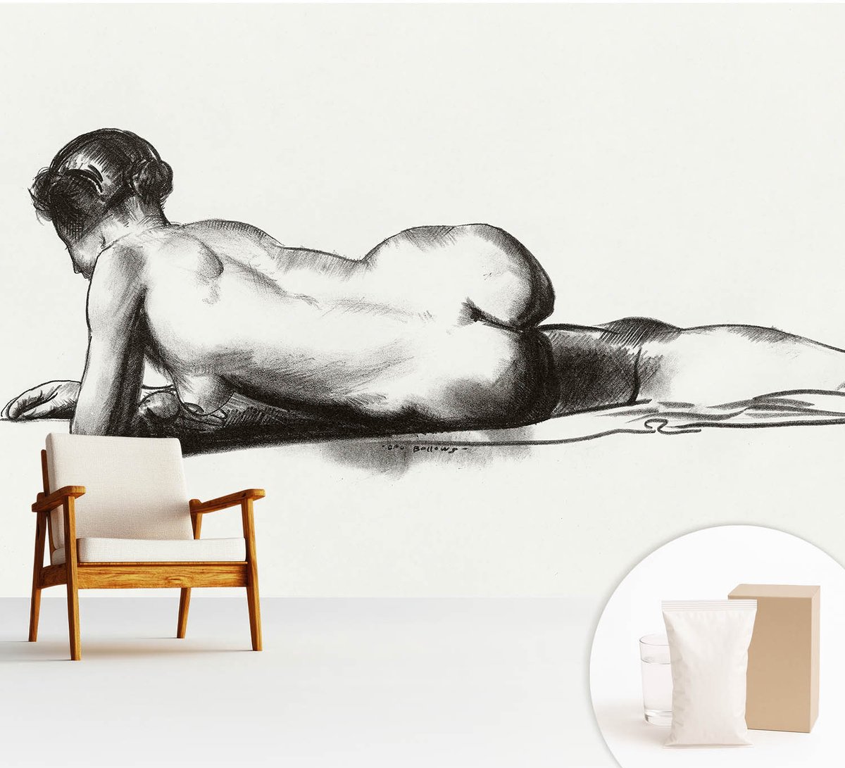 Wallfluent Fotobehang - Wit Vliesbehang - 312x219 cm - Een Subtiele Daad Fotobehang Vlies - Hal behang Deel - Muurschildering - Hal behang