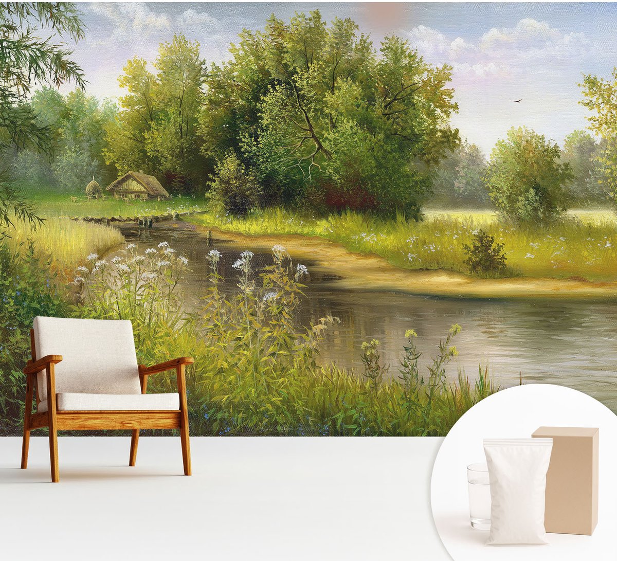 Wallfluent Fotobehang - Groente Vliesbehang - 312x219 cm - Landelijk Landschap Fotobehang Vlies - Hal behang Landschappen - Muurschildering - Hal behang