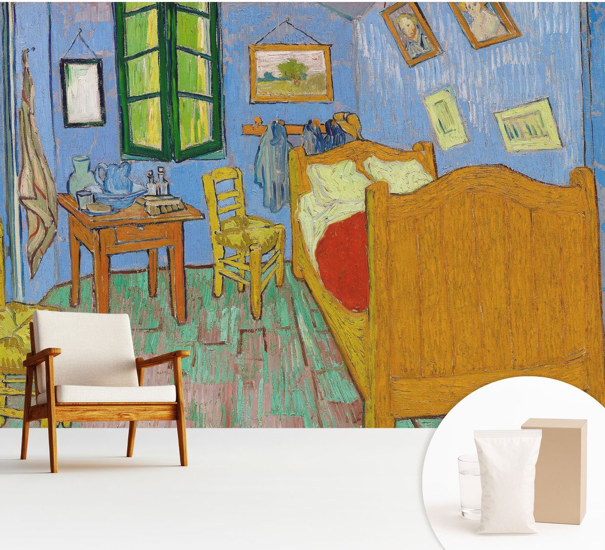 Wallfluent Fotobehang - Blauw Vliesbehang - 312x219 cm - Gezellige Inrichting Muurschildering - Slaapkamer behang Deel - Fotobehang Vlies - Gang behang