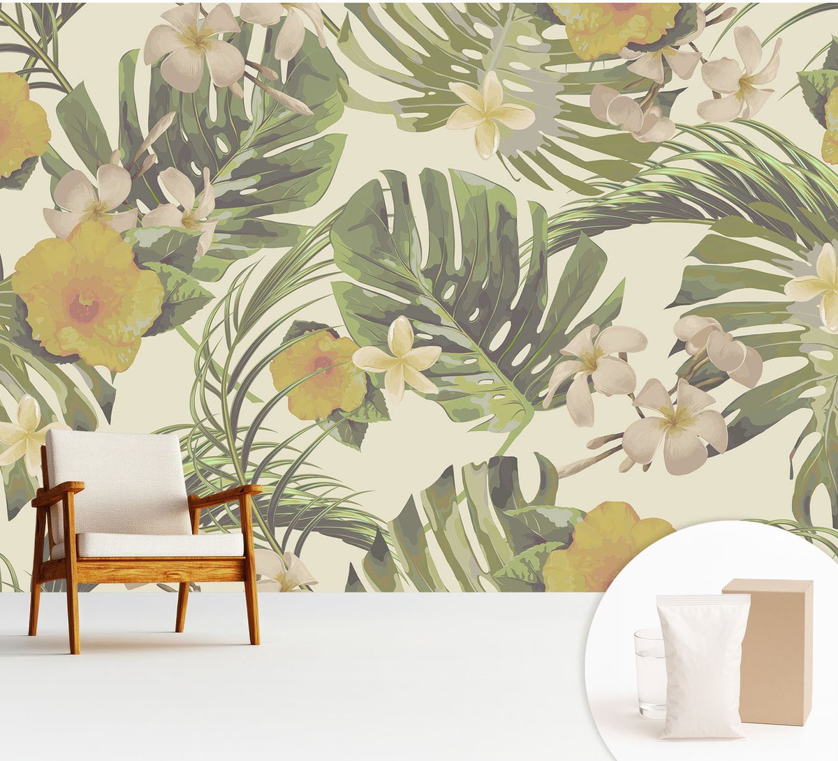 Wallfluent Fotobehang - Groente Vliesbehang - 312x219 cm - Exotische Flora Fotobehang Vlies - Hal behang Bloemen En Planten - Muurschildering - Woonkamer behang