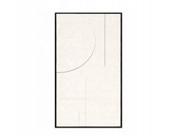 WALLARENA - Akoestisch schilderij van vilt 120x60 cm - 3D wandpaneel met lijst - minimalistische lijnkunst in crème - wanddecoratie voor minder galm