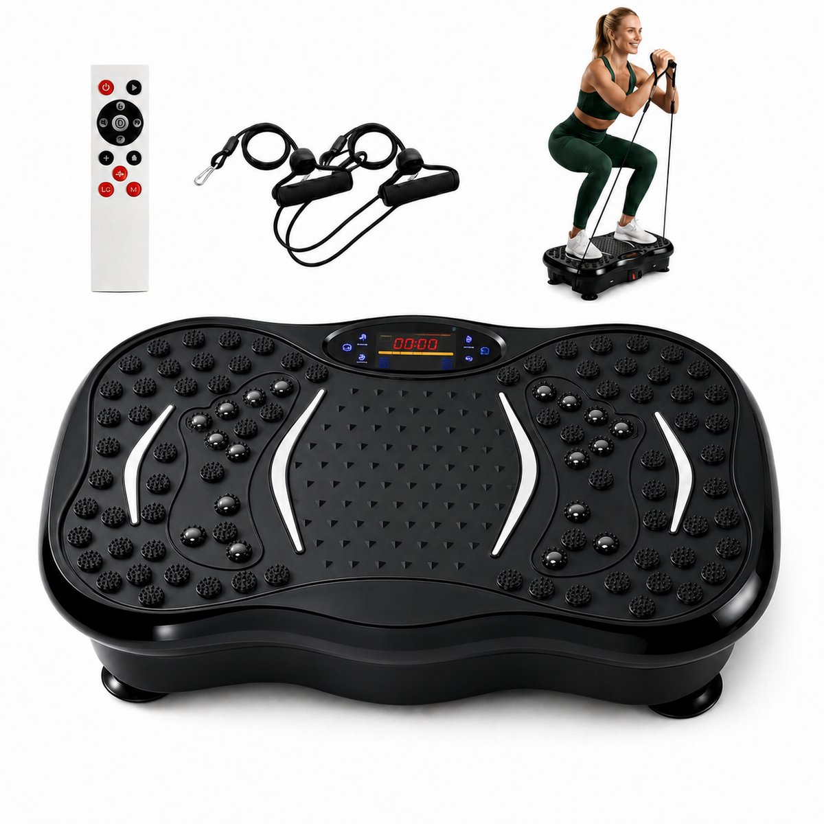 Vibratieplaat - Fitness trilplaat met weerstandsbanden - 5 programma‘s