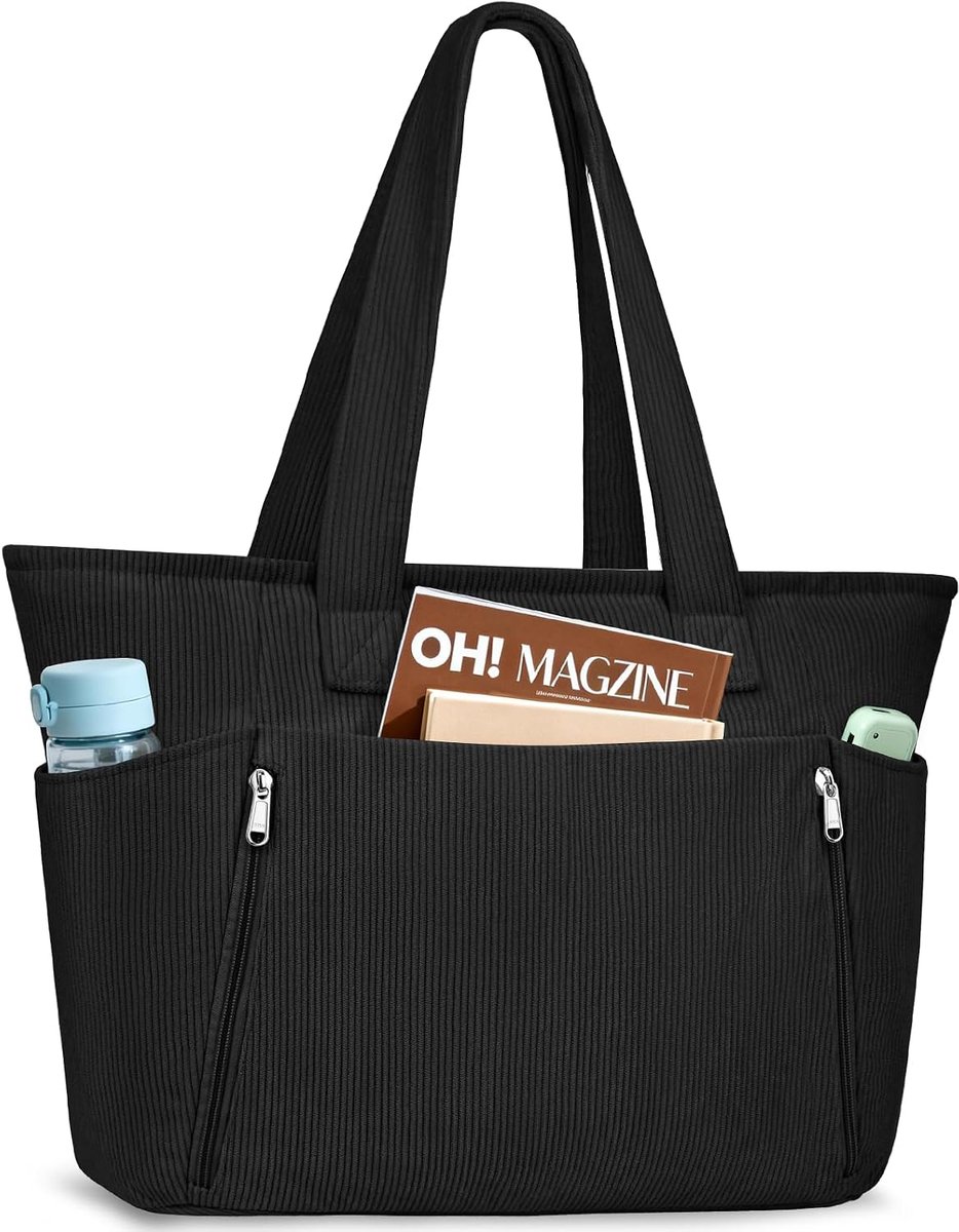 Dames Grote Schoudertas - Lichtgewicht Corduroy - Voor 15,6 inch laptops - Ideaal voor school en werk - ShopVlot