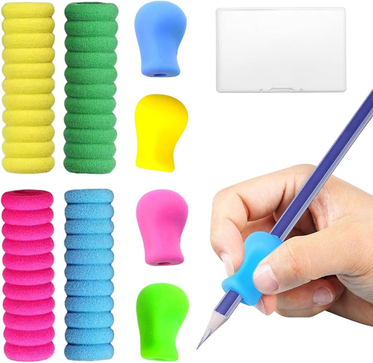 Schrijfhulp voor kinderen 8 stuks - siliconen pengreep - geschikt voor links- of rechtshandigen - ShopVlot