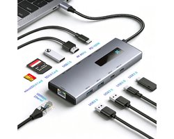 10 in 1 USB C Hub Docking Station Laptop – USB-C 3.1 & USB-A 3.1 Hub met HDMI 4K 60Hz, RJ45 Gigabit, 100W PD, SD/TF Kaartlezer voor MacBook en Laptop