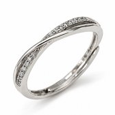Luxe Ring Dames - Zilvaré Liora – 925 Zilver - Verstelbaar - Zirkonia