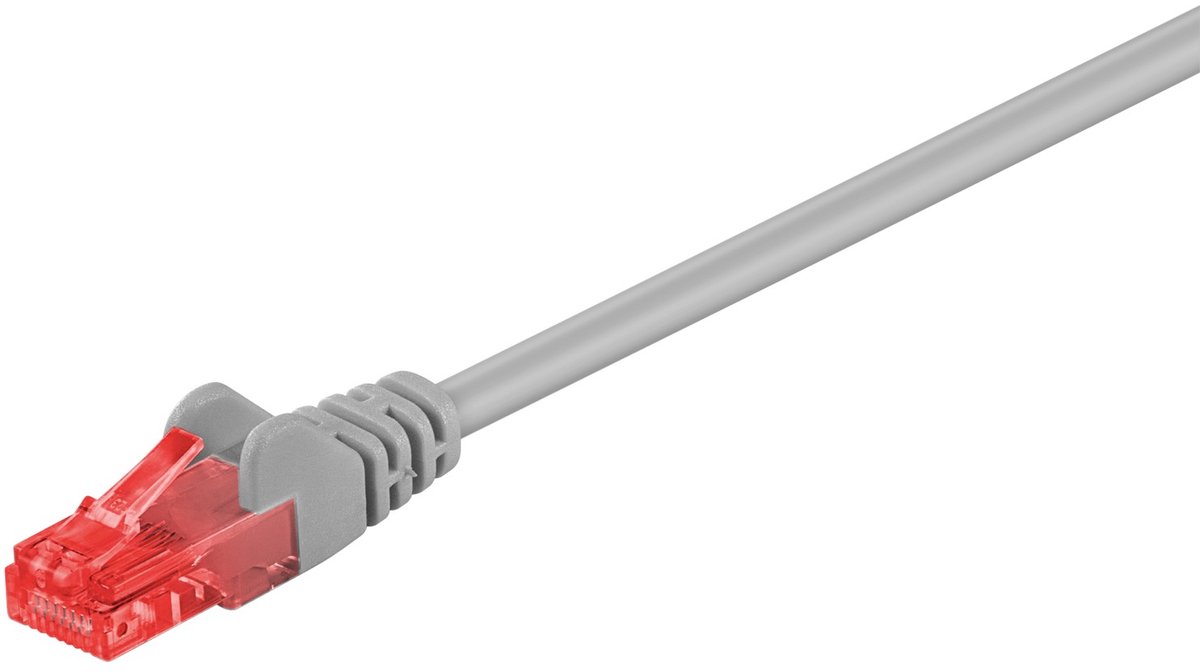 Goobay CAT 6 netwerkkabel, U/UTP, grijs, koperen geleider (CU), halogeenvrije kabelmantel (LSZH)