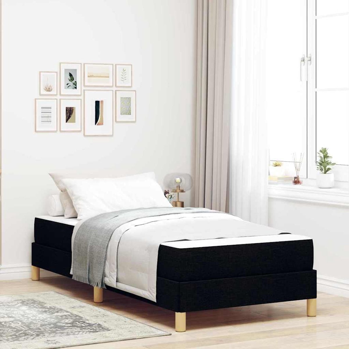 Bekleding Modern Design Boxspring Zwart 100 x 200 cm
