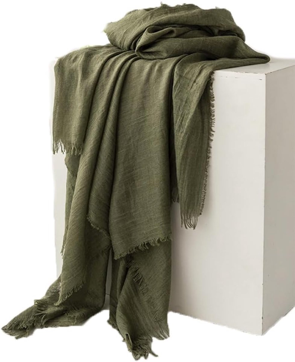 Katoen, linnen, halsdoek, dunne sjaal, zachte hijabdoek, sheer chiffon, doek, zonwering, stola, moslim, hoofddoek, omslagdoek, linnen sjaal voor zomer, winter, jurk, bruiloft