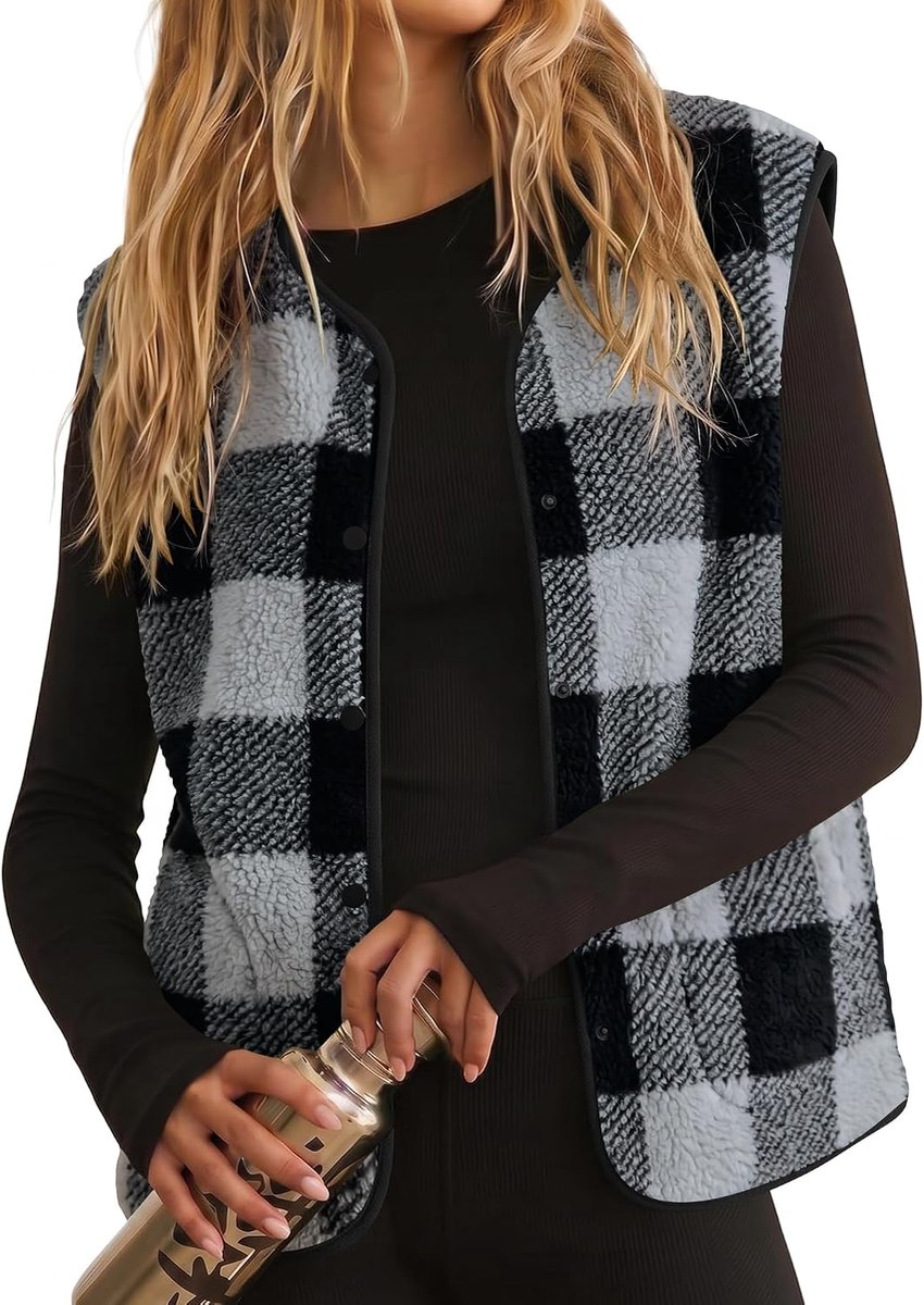 Teddy Fleece Gilet voor Vrouwen UK Dames Bodywarmer met zakken Button Down Klassieke Fit Mouwloos Vest Jas