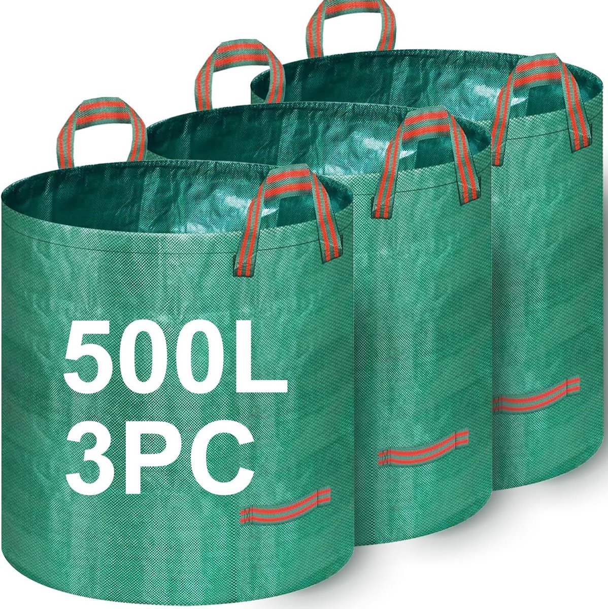 Tuinzakken 500 liter - Herbruikbaar polypropyleen - 4 handgrepen - Ideaal voor het verzamelen van afval - ShopVlot