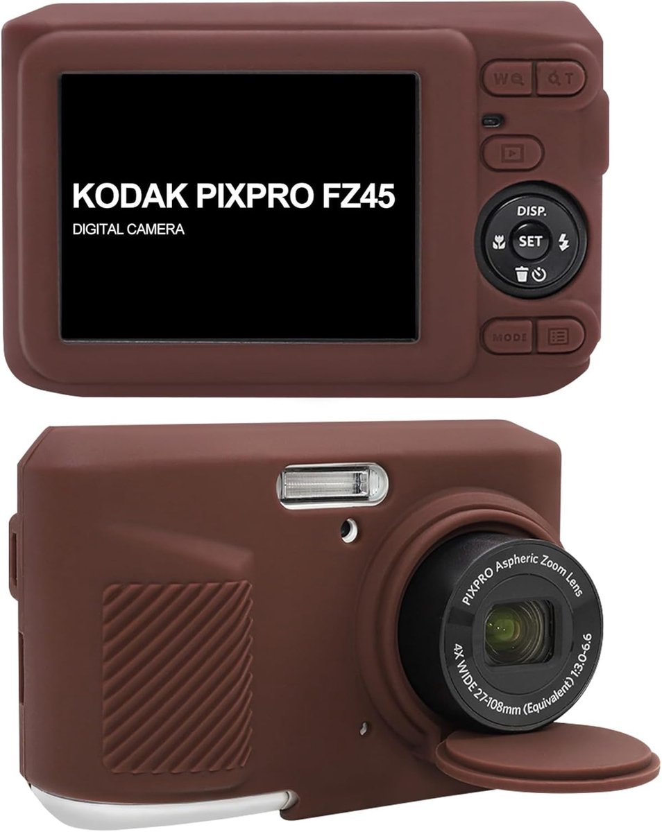SnelShoppen - Soft Silicone Case voor Digitale Camera, Perfecte Pasvorm voor 16MP Kodak PIXPRO FZ45, Bruin, Wasbaar, Ideaal voor Reizen en Fotografie