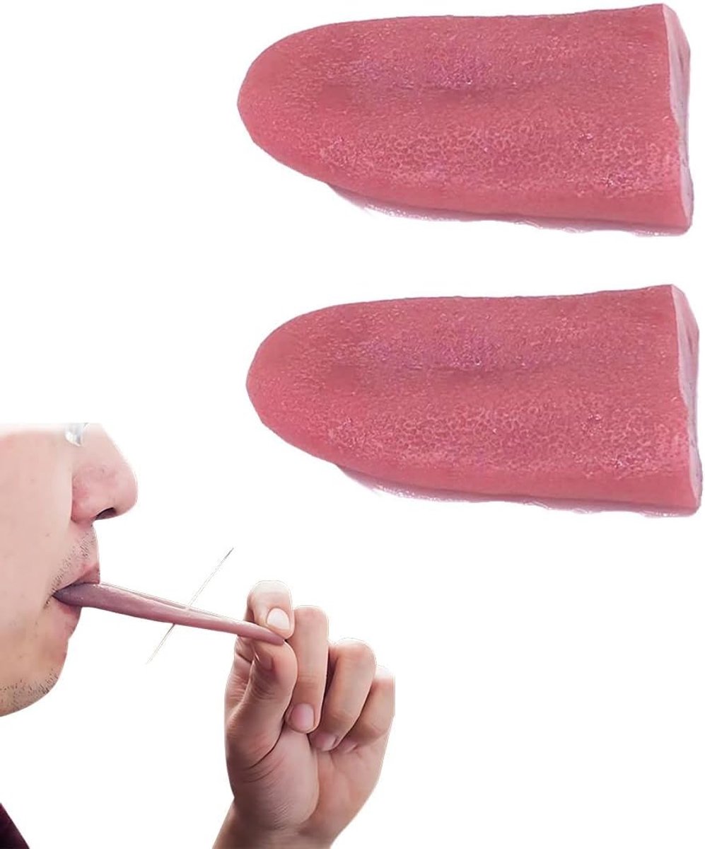 Realistic fake tongue, artificial language, funny jokes, terrible Halloween breasts jokes, stretchable toys, props of - ShopVlot