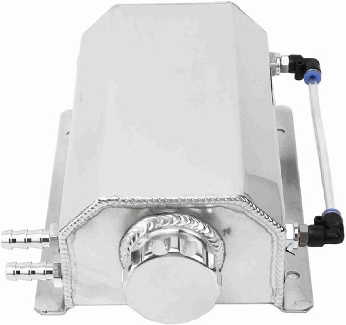 Overlooptank voor koelvloeistof - Expansievat voor radiator - Motorkoeling - Lekvrije afdichting - Capaciteit van 2L - Zilver