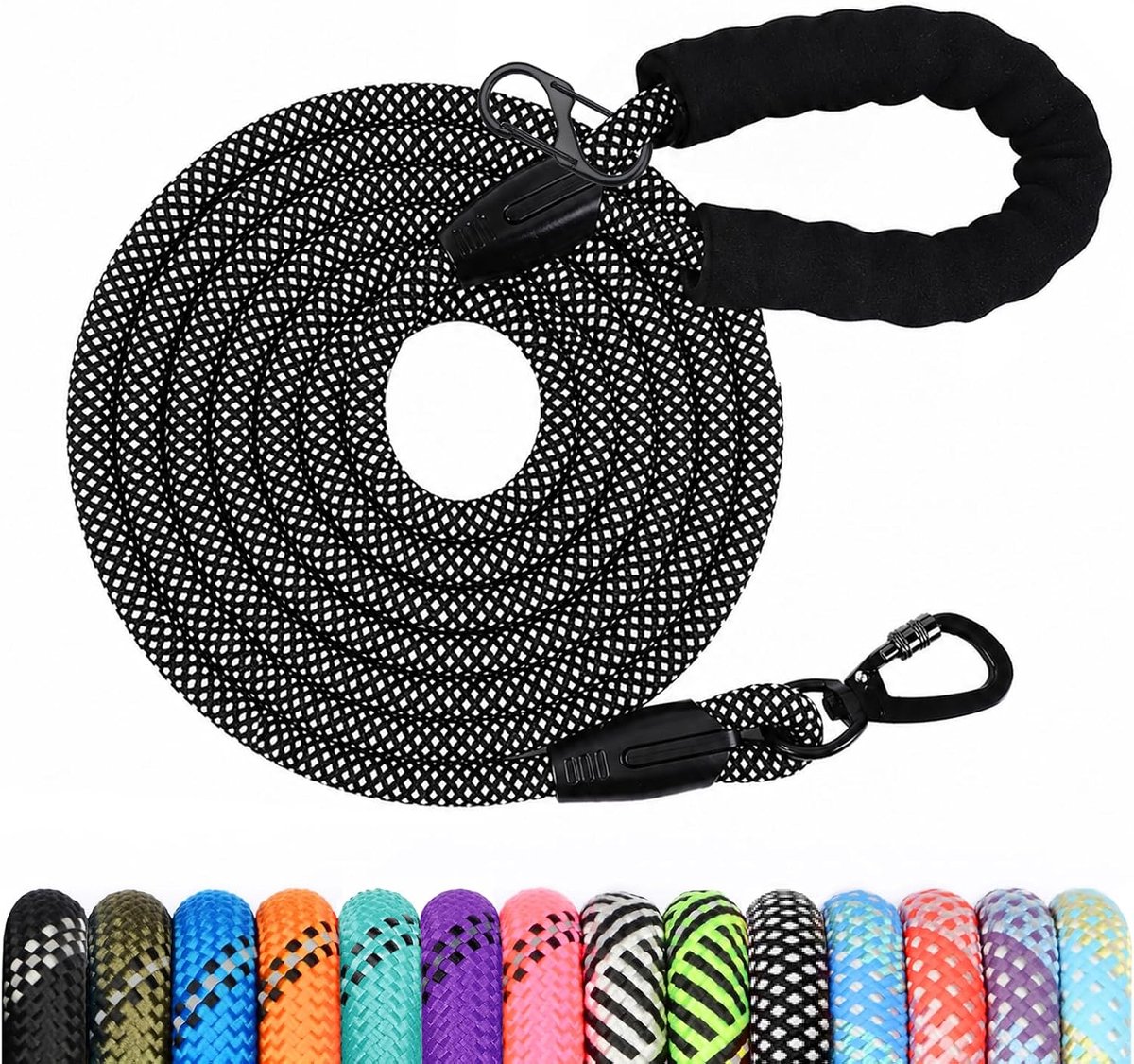 Dog Leash 1.2m/1.5m/2m/3m/5m/10m/15m/20m/30m, with padded, robust dog leash, suitable for training and walking, small - ShopVlot