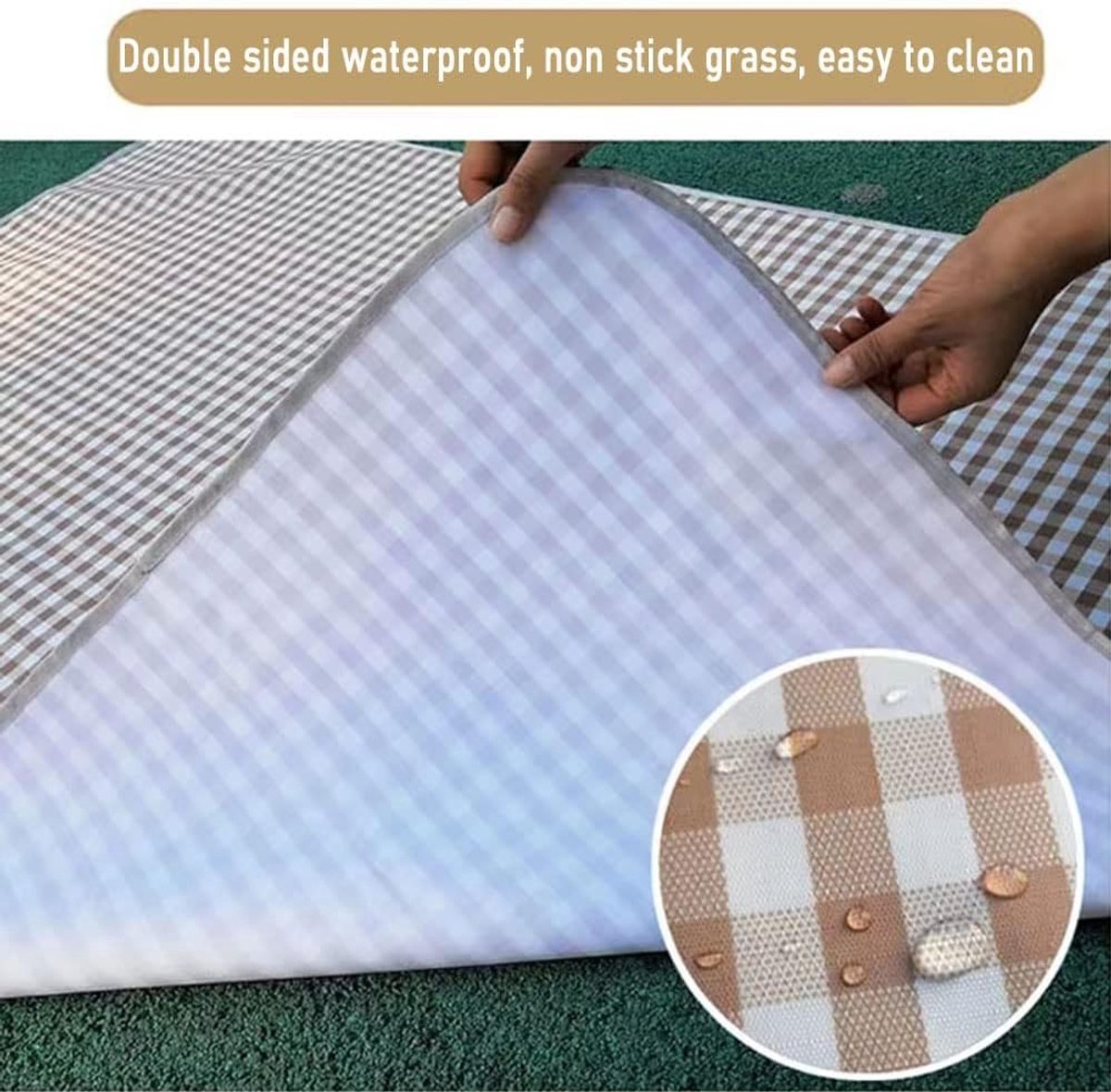 Stranddeken - Picknickdeken voor buiten - Vochtbestendige picknickmat van Oxford-stof - Opvouwbaar en lichtgewicht - Draagbare waterdichte tentmat - 150*100 cm - Bruin — cadeau in Sport & Outdoor - foto 6