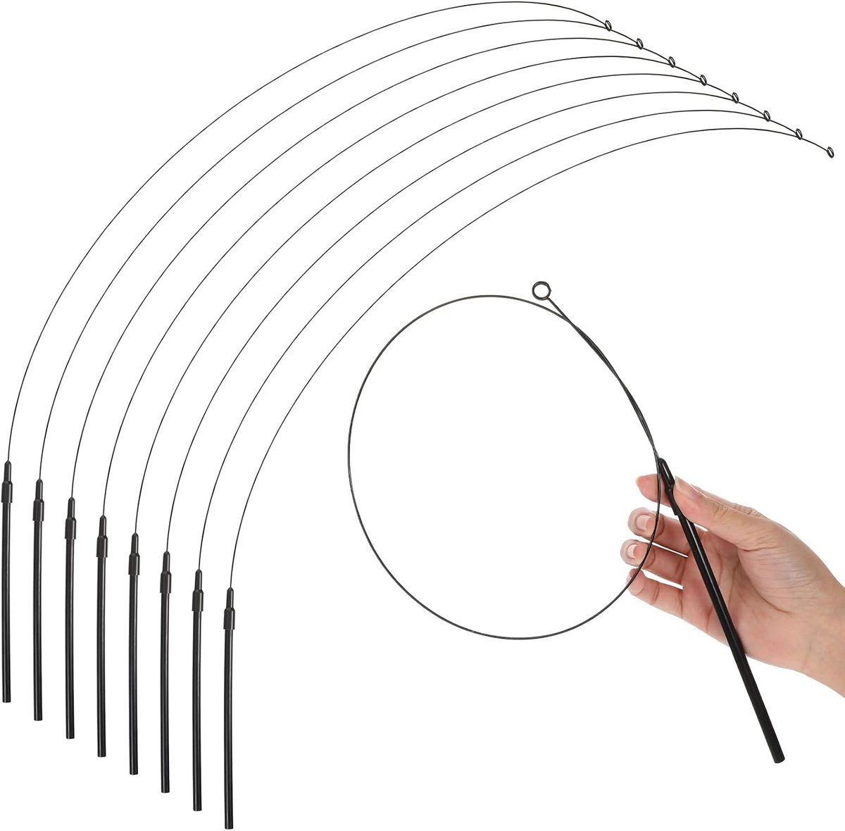 8-delige kattenveerspeelset, interactief kattenspeelgoed van 80 cm staaldraad, kattenveerspeelset voor huiskatten, kattenspeelgoed met veren