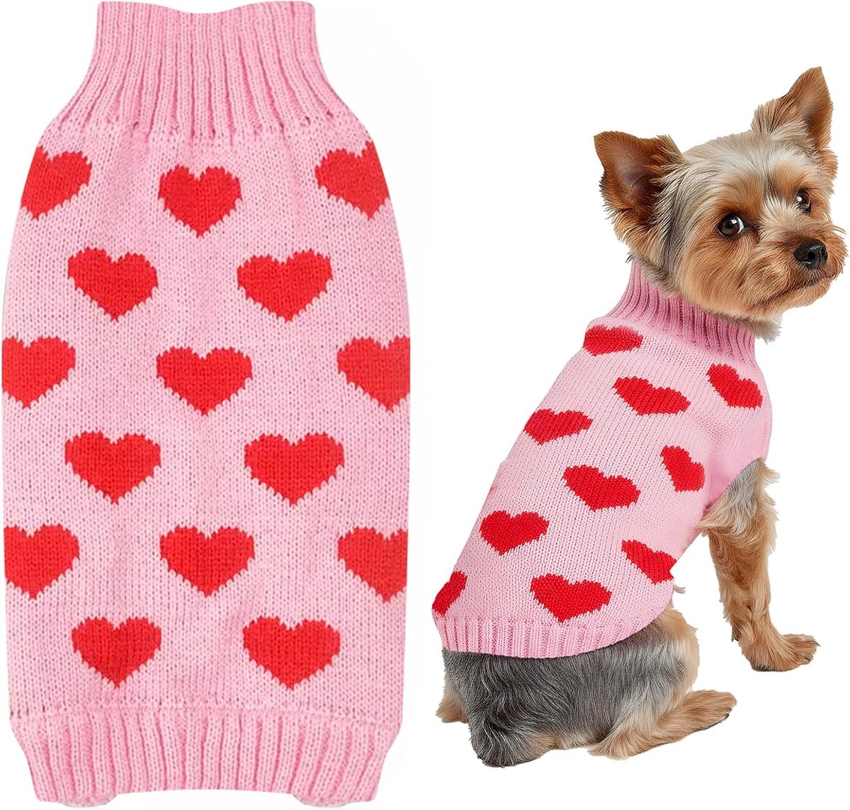 Truien Hart Warme Hondentruien Kleine Honden Valentijnsdag Hond Trui Roze Gebreide Hondenpullover Kattentruien Zachte Hondenkleding S