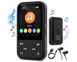 ZOSUDULL MP3 Speler Bluetooth 5.3 - Draagbare Sport MP3 Speler met Clip-Tot 40 uur speeltijd- HiFi Muziekspeler- 32GB Geheugen - Uitbreidbaar tot 128GB - FM Radio - Voice Recorder - Stappenteller - Oordopjes
