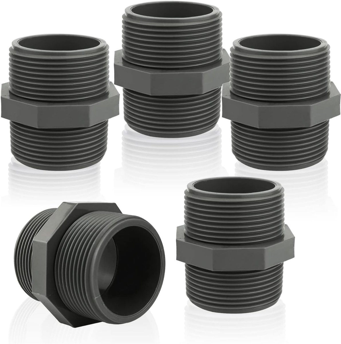 Double Nipple 1 1/2 Inch PVC Threaded Fitting AG Check Valve Male Thread Fitting Connector Corrosion Resistant Nipple - ShopVlot