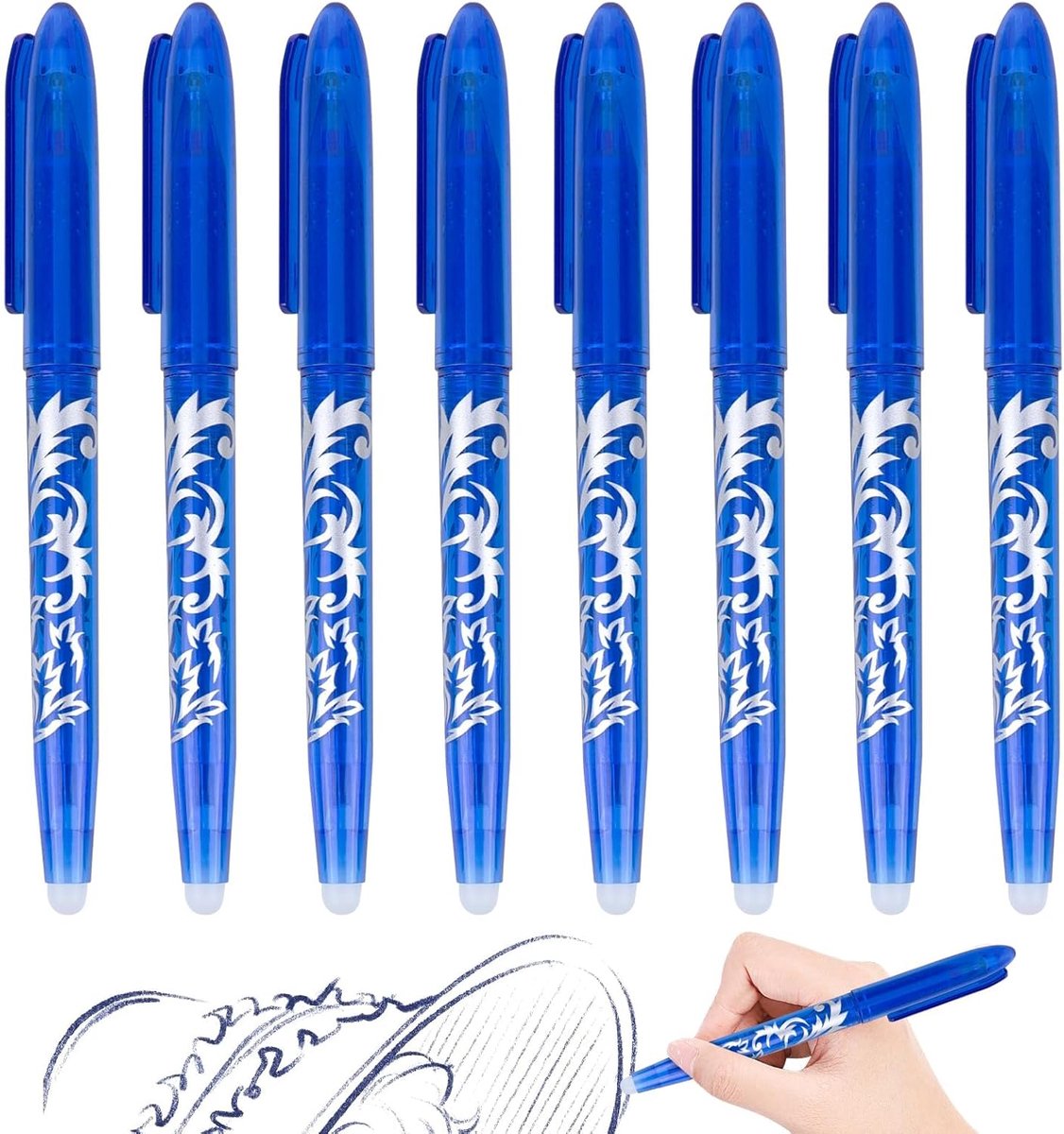 SnelShoppen - Erasable Balpen & Gelpen Set 8 Stuks 0.7mm voor School en Kantoor - Hoge Kwaliteit, Veegvast, Veilig, Geschikt voor Kinderen en Volwasse