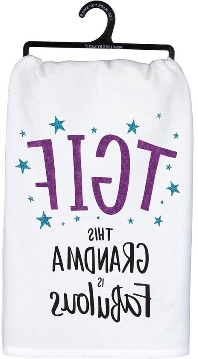 Katoenen theedoek - Glitterkeukendoek - Voor gebruik in de keuken - Met de spreuk 'TGIF' - 28" vierkant - Glitter TGIF