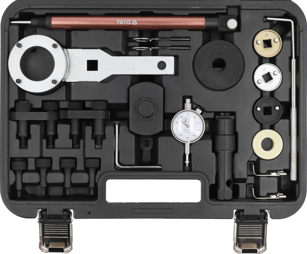 YATO YT-060252 Motor Blokkeergereedschap Set VAG 1.8 & 2.0 TSI / TFSI (EA888) - 22-Delig - Koolstofstaal - Voor Audi, VW, Seat, Skoda