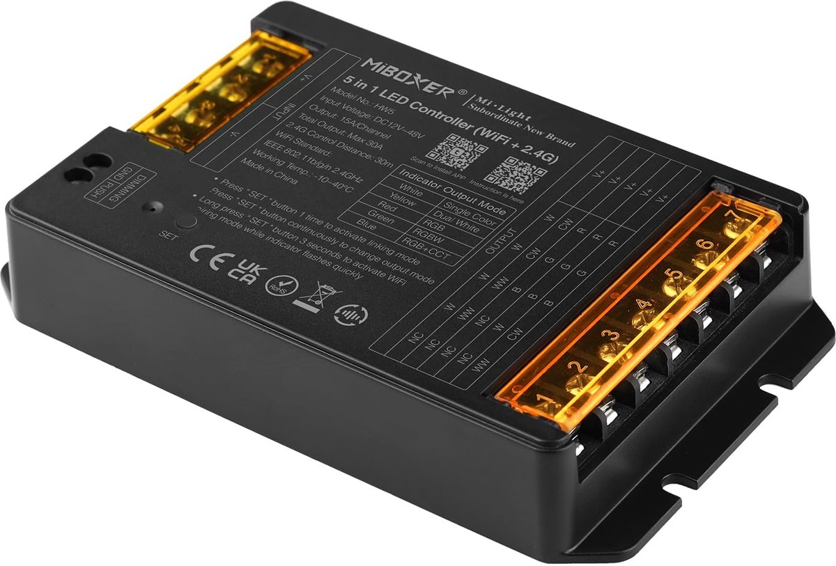 LIGHTEU, Milight Miboxer (WiFi + 2.4G) 5 in 1 LED Controller DC12 V-48V High performance max 20A, TUYA app and voice - ShopVlot