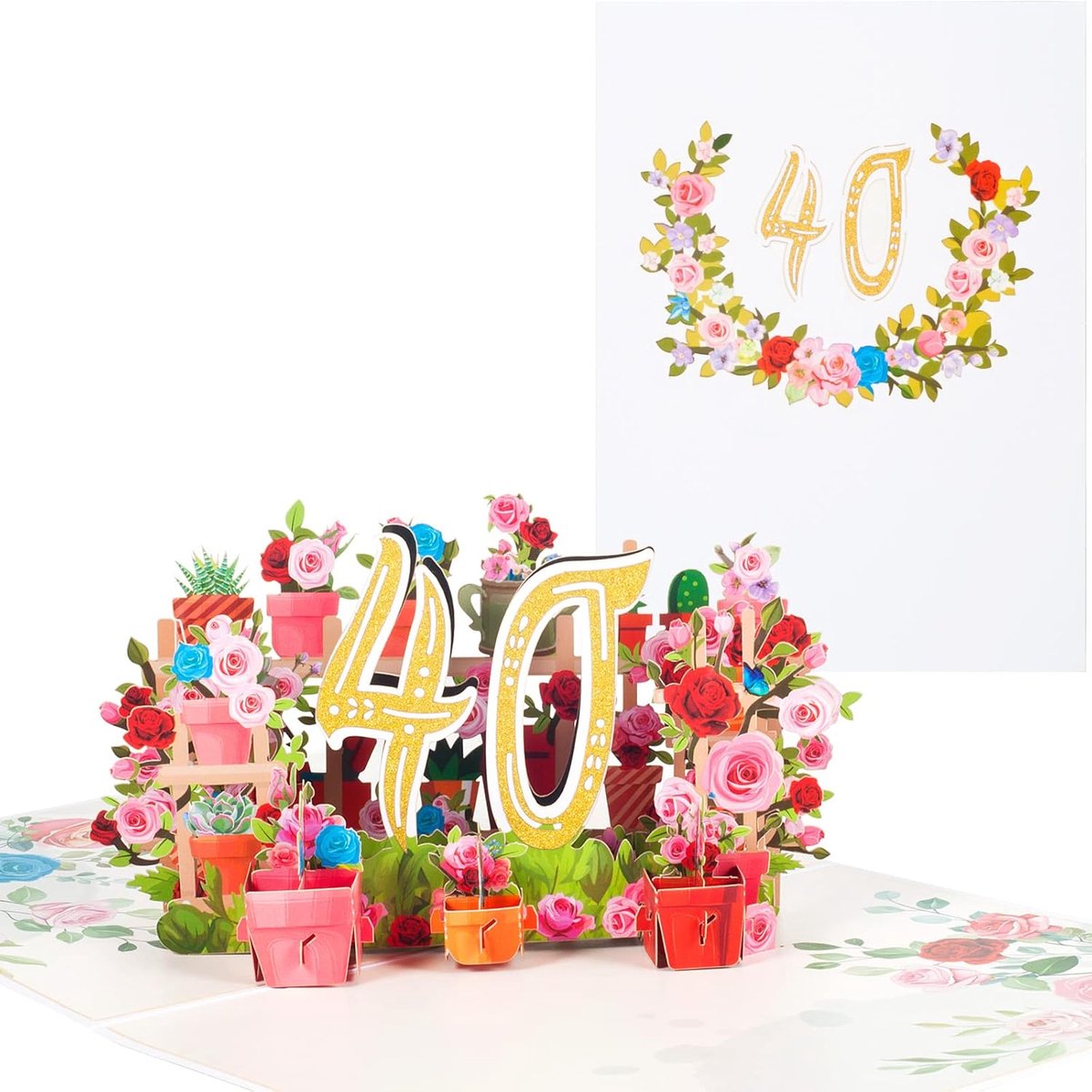 Birthday card for 40th birthday, pop-up card for perennial, birthday party, flowers, 3D birthday cards, Happy Birthday - ShopVlot