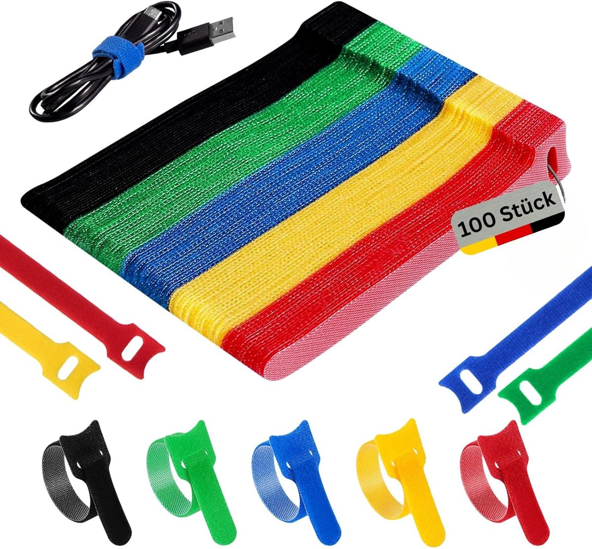 Kabelbinders herbruikbaar 150×12 mm - nylon met oog - flexibele sluitingen - kabelbeheer voor thuiswerk - ShopVlot