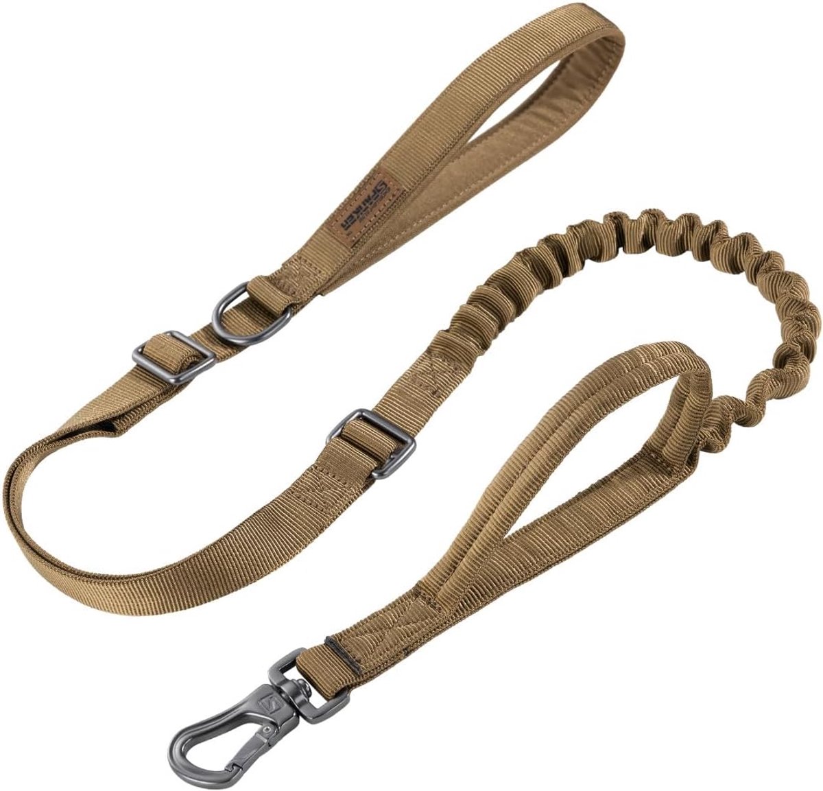EXCELLENT ELITE SPANKER Tactical Dog Leash Bungee Leash Military Training with Traffic Control Grips (Coyote Brown) - ShopVlot