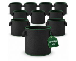 Plantzakken 22L - 10 Stuks Kweekzakken van 300 g/m² PP Vlies - Ademend met Stevige Handgrepen - voor Tomaten, Aardappelen, Kruiden en Groenten