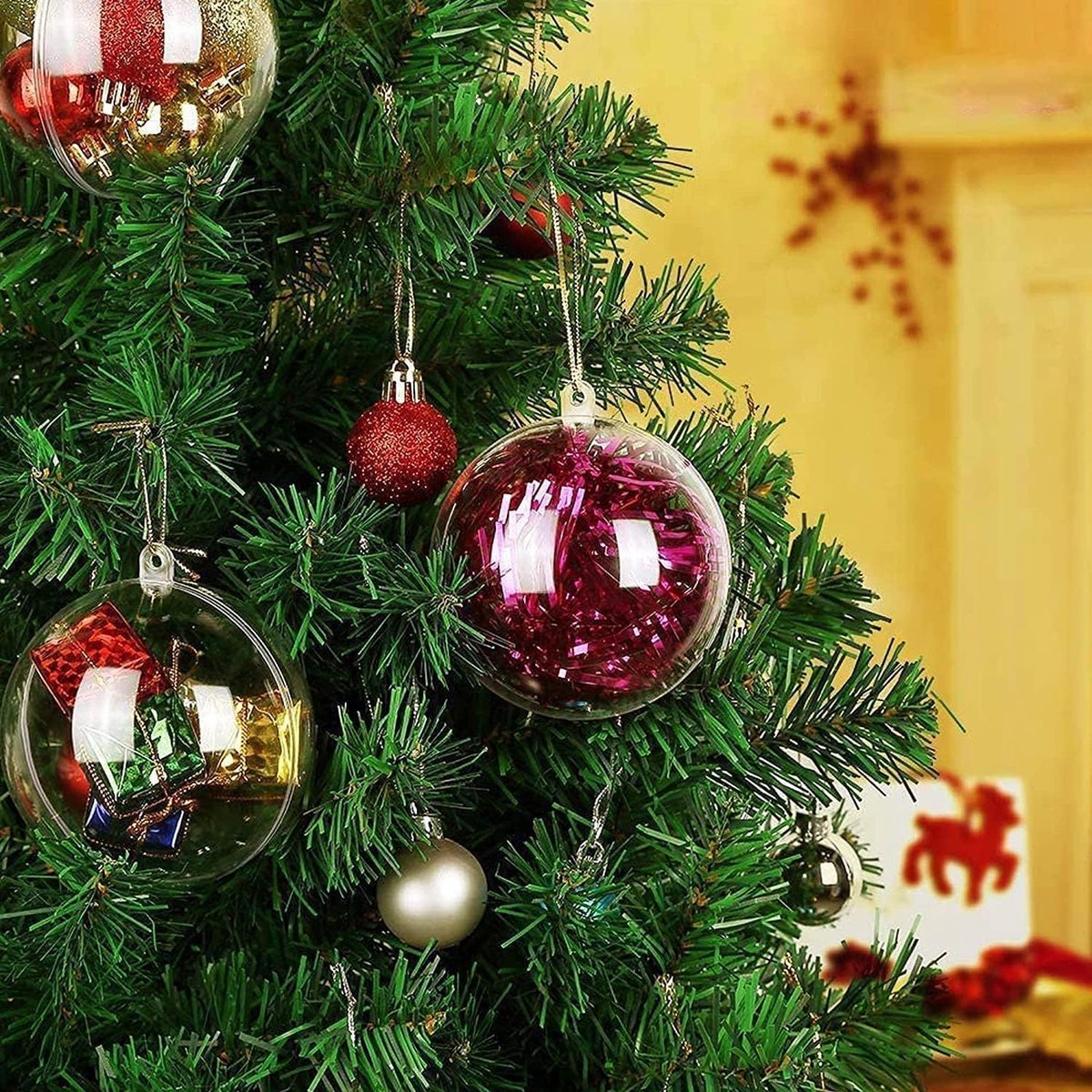 Kerstballen decoratie transparant 20 stuks voor decoraties, klein dessert, maaltijd, feest, bruiloft, Halloween