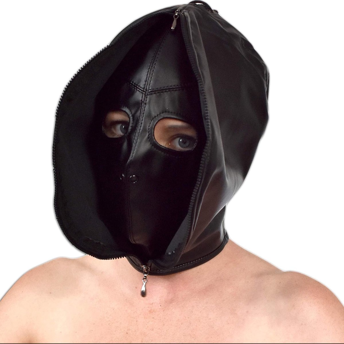 Bondage Dubbelmasker – BDSM Kunstleren Masker Rits