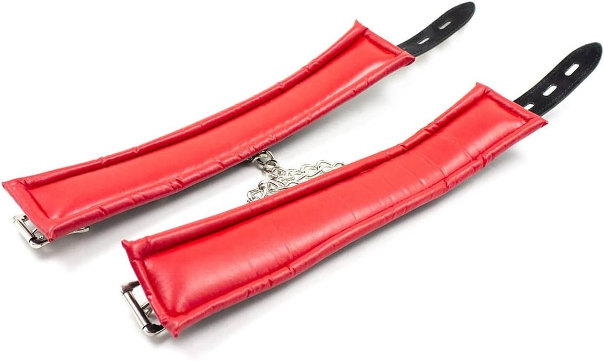 Set van 2 voetboeien, handboeien, leer, bondage, gevoerd