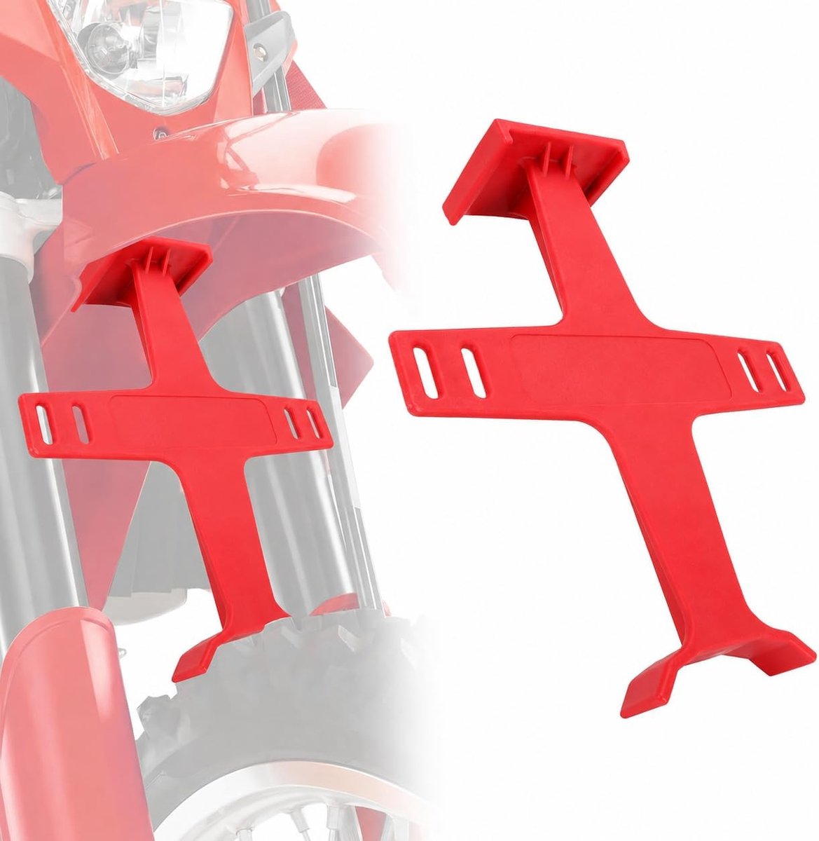 Motorfiets Vork Guard Suspension Ondersteuning Brace Transport Tool Tie Down Seal Saver Bescherming Plastic Voor Crossmotor Motocross Accessoires Rood