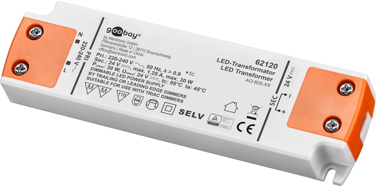 Goobay Dimbare led-transformator 24 V DC 30 W - Constante spanning voor led-strips