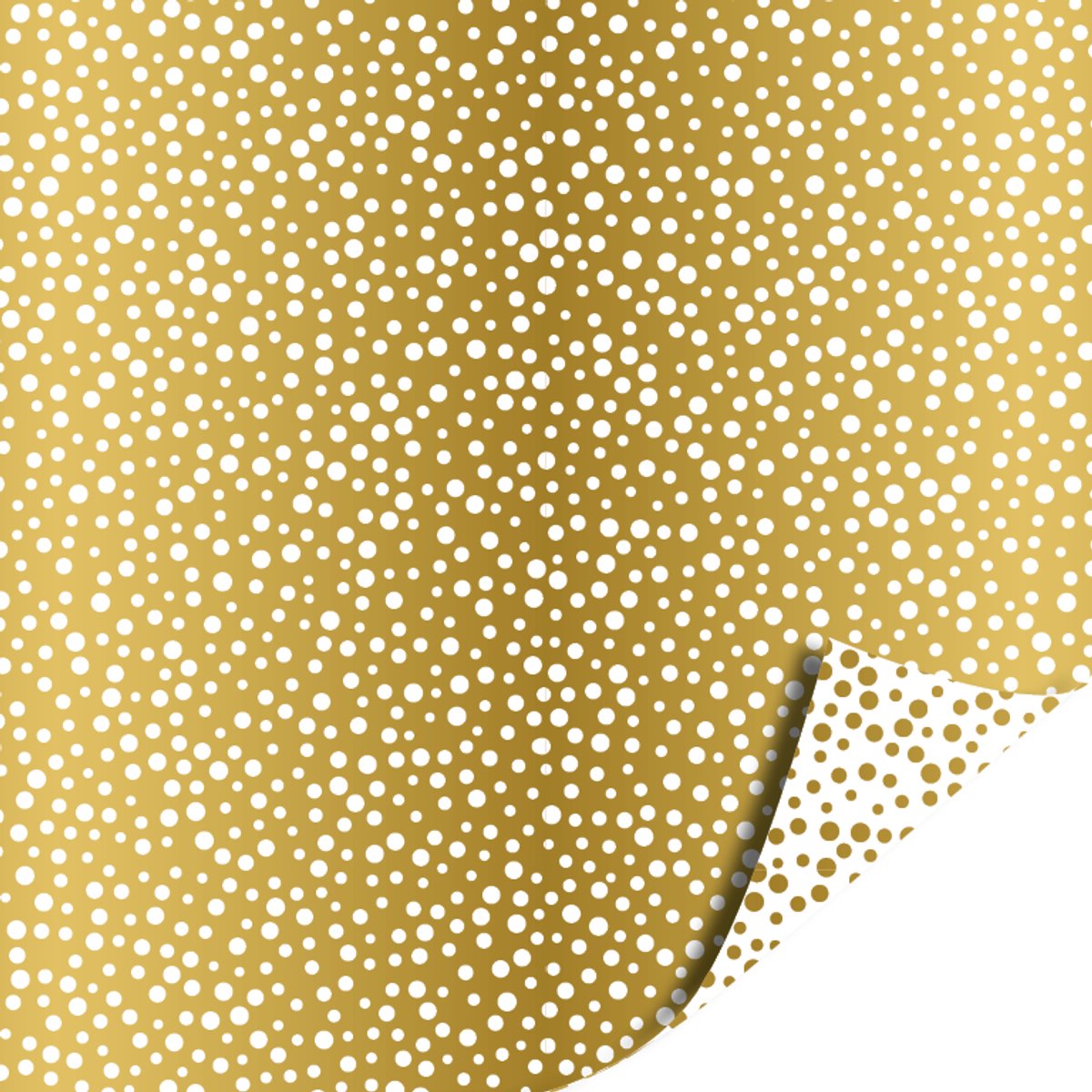 Het Inpakhuis - Cadeaupapier - Inpakpapier - Kadopapier - Luxury Dots Gold - Luxury Dots White - 70xm x 2mtr