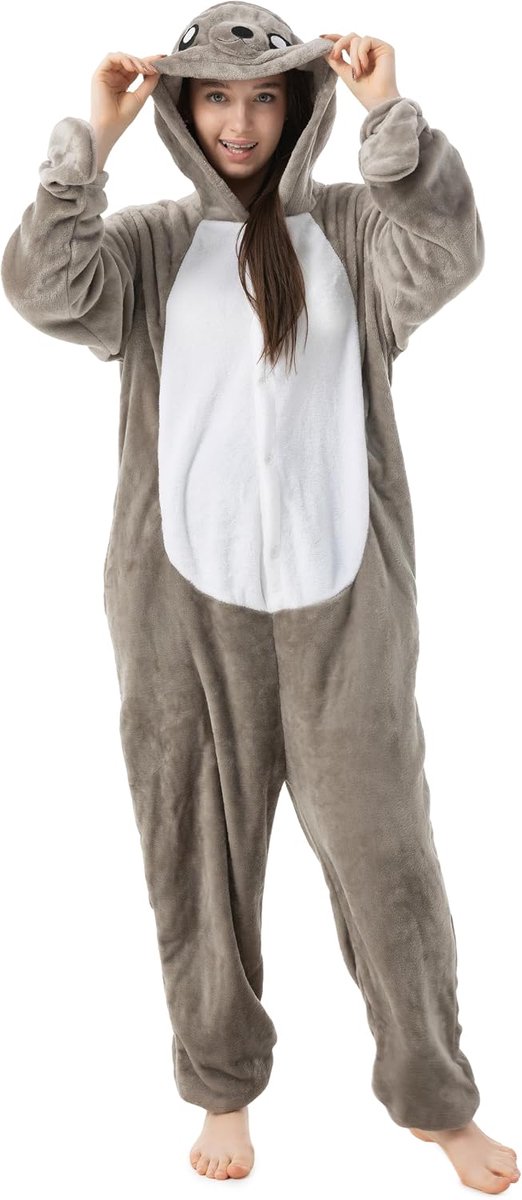 1744 Grappige Zeehondenpyjama voor slaapfeestjes of verjaardagen, uniseks Fancy Dress Overall - Maat L