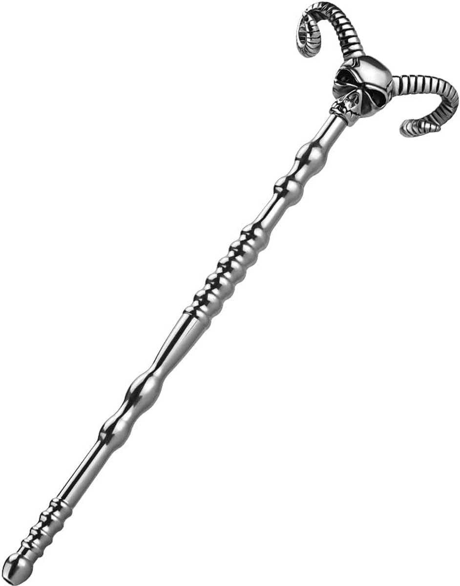 Dilator urethra roestvrij staal holle urethradilatoren urethra dilator met schedeldecoratie & multi parels penisplug voor mannelijke masturbatie Roluck