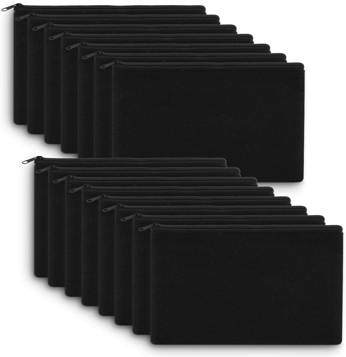 SnelShoppen - Doe-het-zelf Blanco Stoffen Zak Klein - Make-uptas met Ritssluiting - Beschilderbare Pennenetui - 21 x 13 cm - Zwart - Perfect voor Crea
