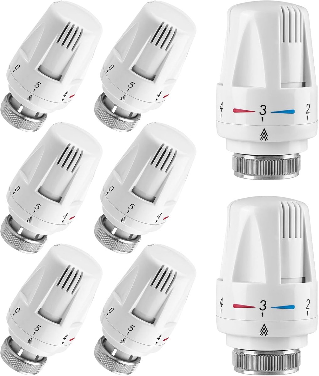 SnelShoppen - Verwarmingsthermostaat Radiator Thermostaat Hoofd, 8 Stuks, M30 x 1.5, Temperatuurregeling, Vriesbescherming, Verwarmingscontroller