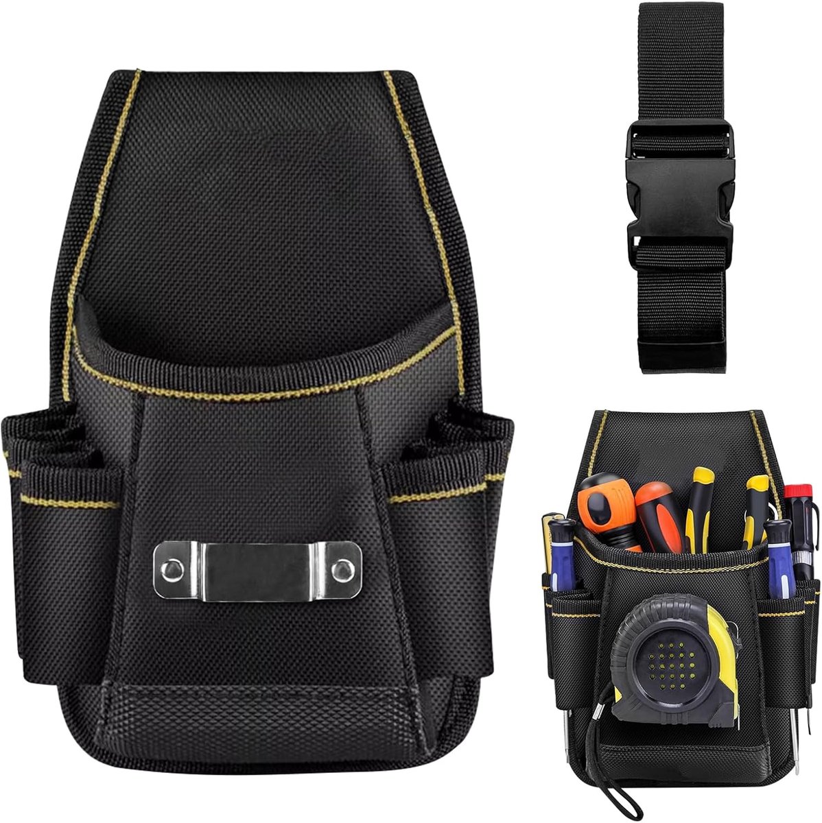 SnelShoppen - Tool Belt Bag Multi Pocket voor Electricians Carpenters Constructie Werkers - Zwart - Waterdicht en Slijtvast - Hoogwaardige Oxford Stof
