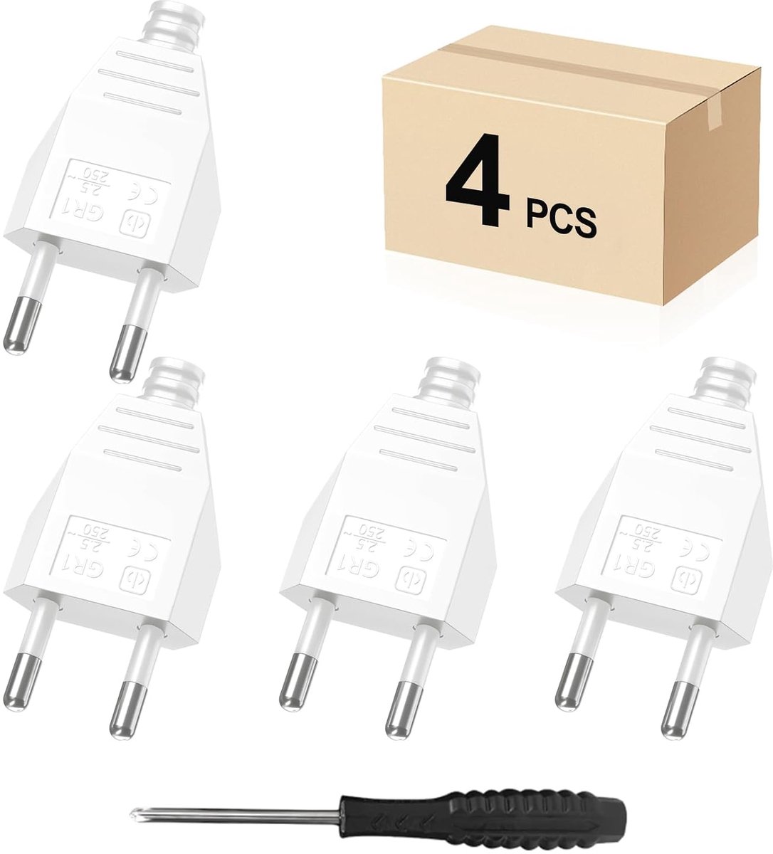 Euro plug flat 220V - 2.5A - wit - ideaal voor huishoudelijke apparaten - ShopVlot